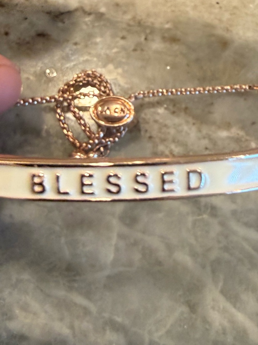 Rose Gold "Blessed" Bar Bracelet